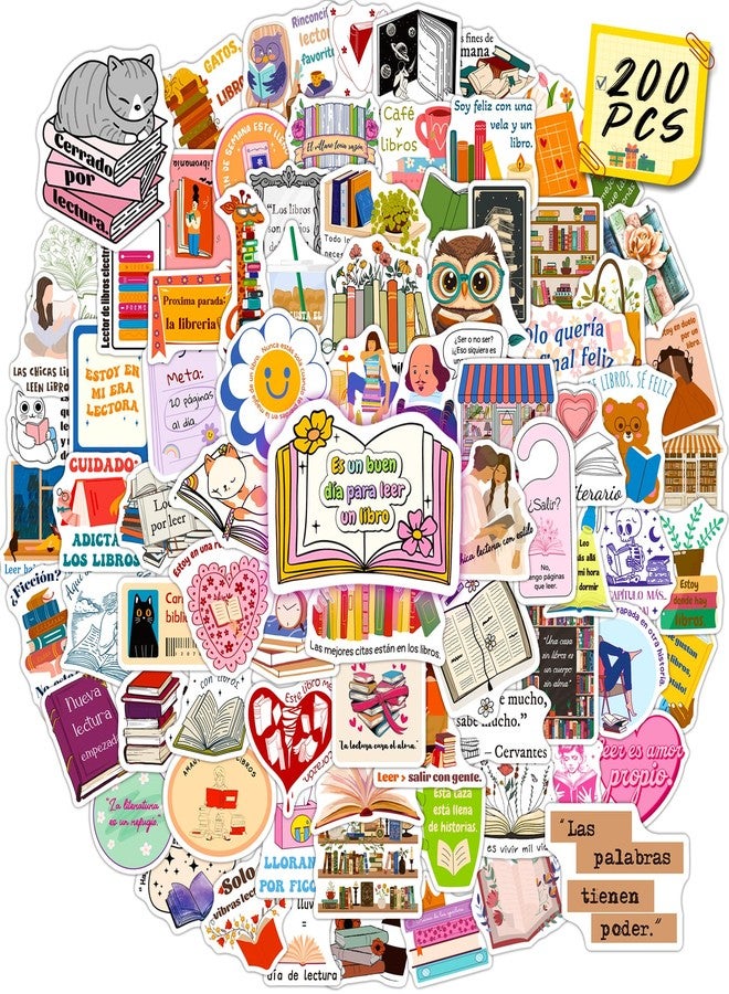 WAKEMOODEI 200PCS Spanish Reading Stickers, Spanish Book Stickers for Teens Adults Students Teachers Bookish Vinyl Decals for Scrapbooking Journaling Classroom Decor - Image 1